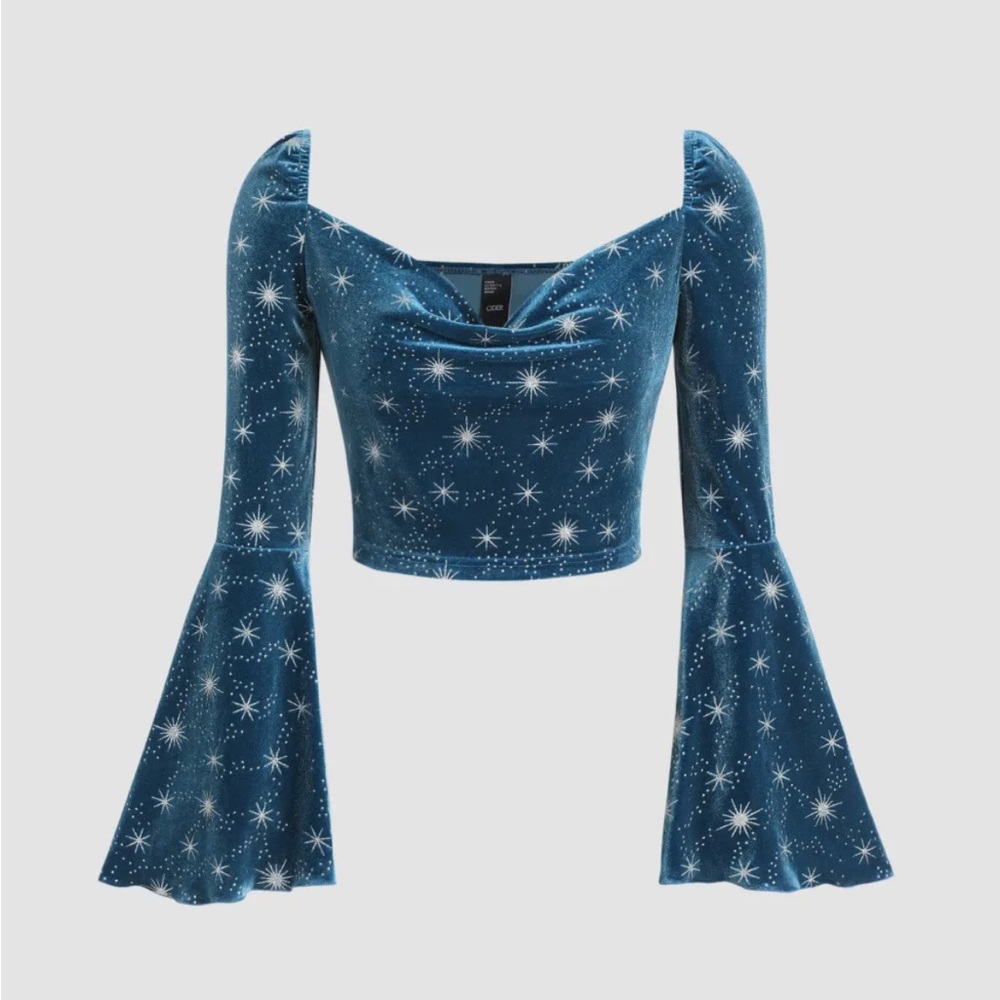 CIDER velvet star crop top